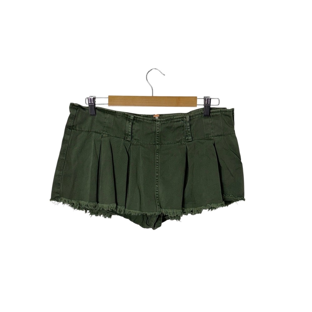 Free People Army Green Micro Pleated Skort, 10 Y2K Low rise